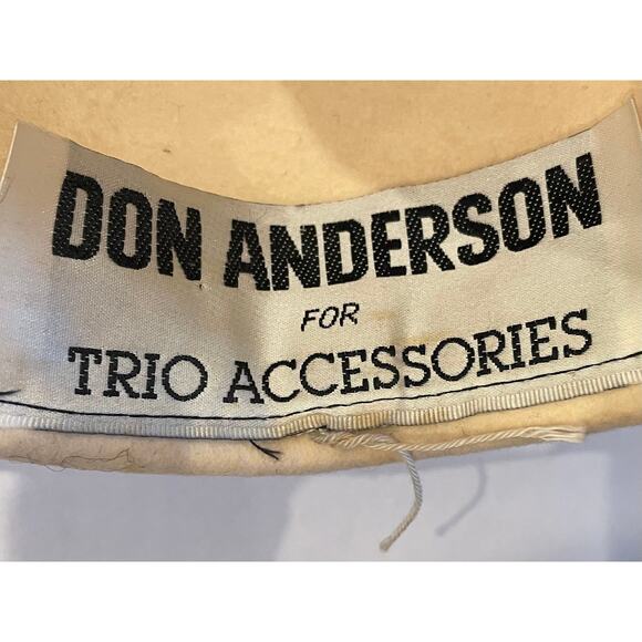 Vintage Don Anderson for Trio Accessories Ivory Wool Hat, Veil, Rhinestone, Bow - Picture 7 of 11